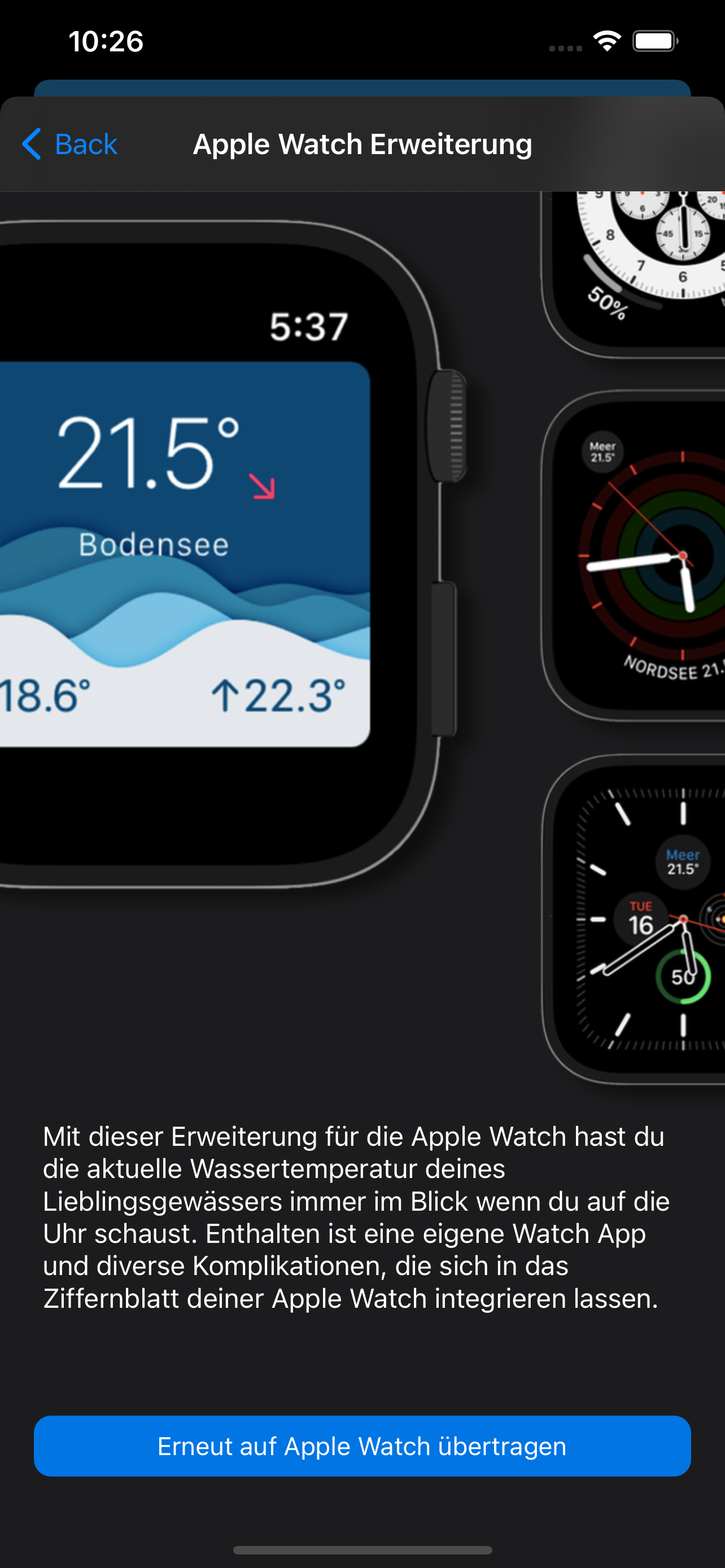 Seetemperatur Apple Watch Erweiterung