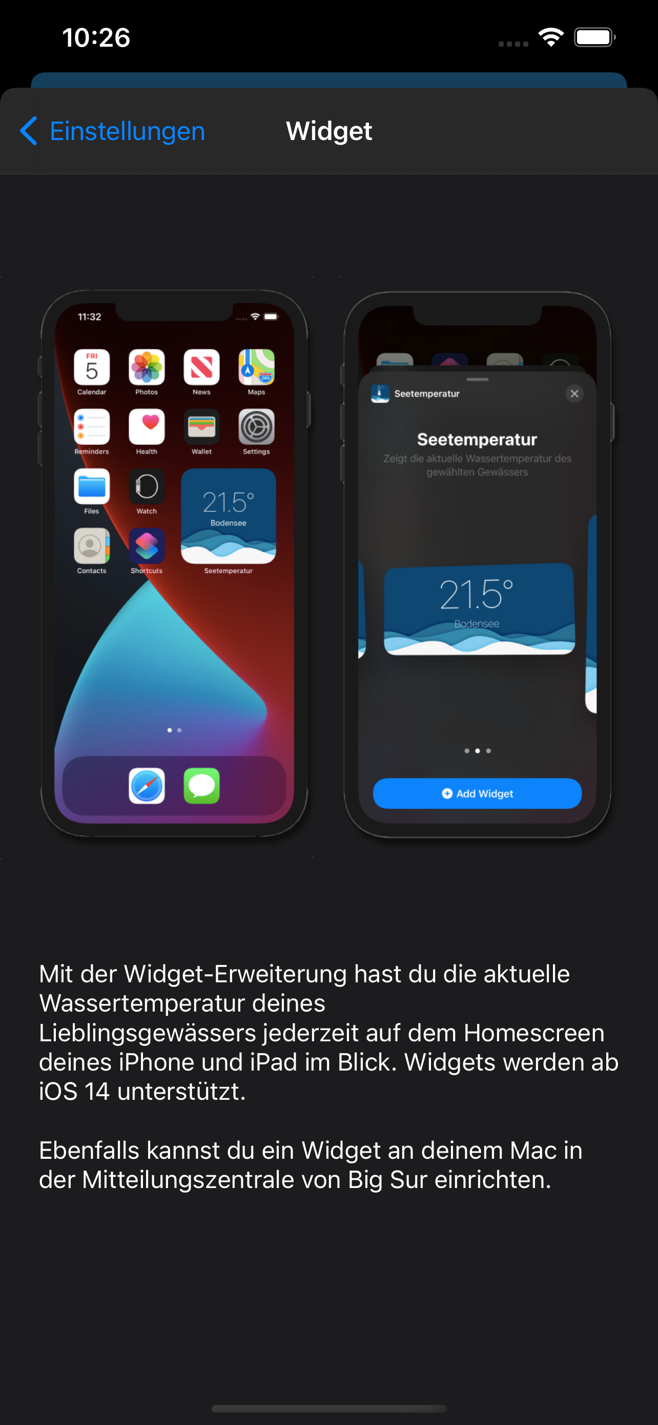 Seetemperatur Widget